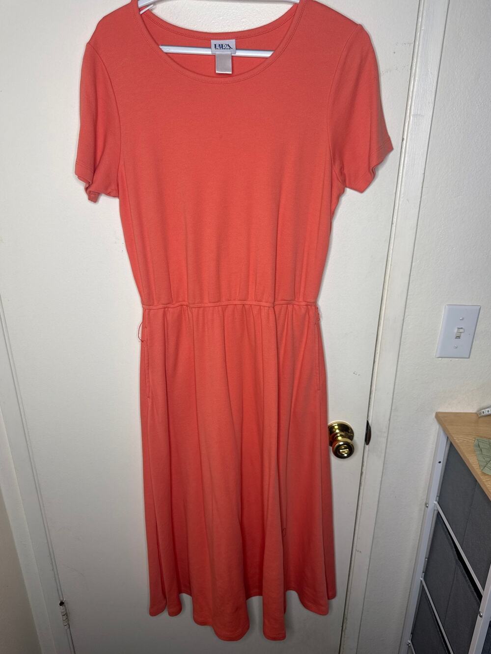 Vintage BFA Classic Orange / coral long dress sz 14 cotton blend
